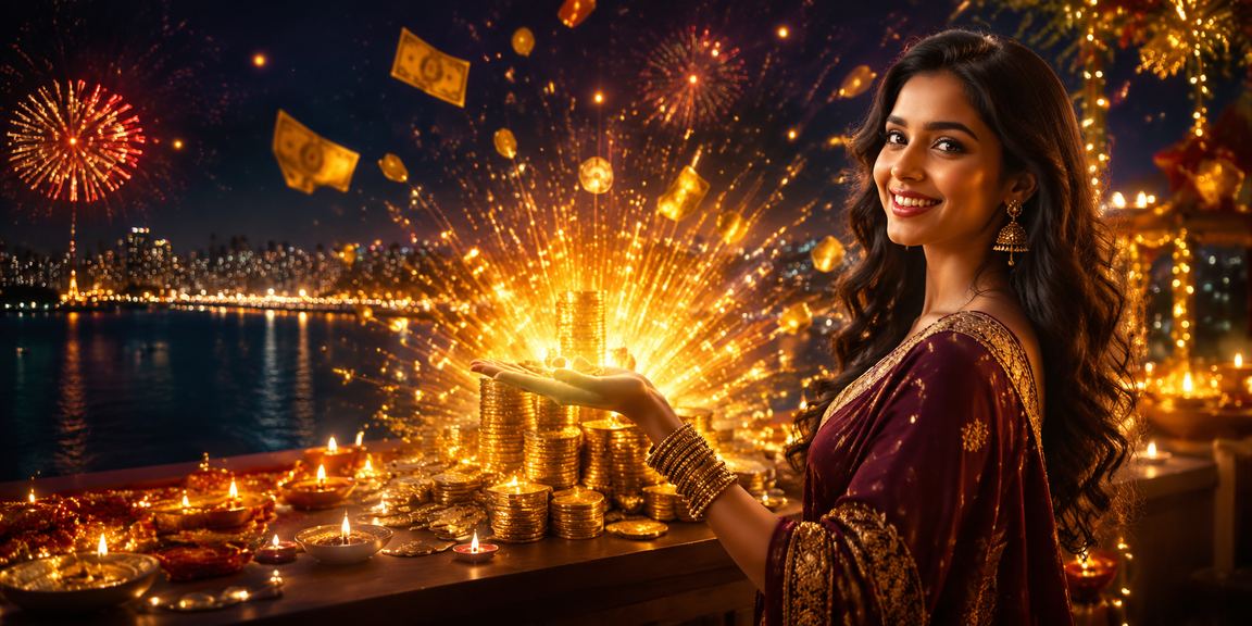 Indian user enjoying digital payments during Diwali festival in Mumbai