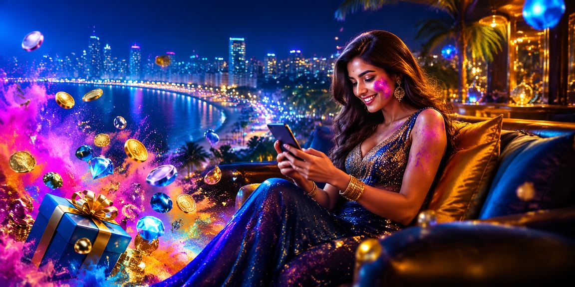 User playing Teen Patti on mobile during Holi festival in Mumbai